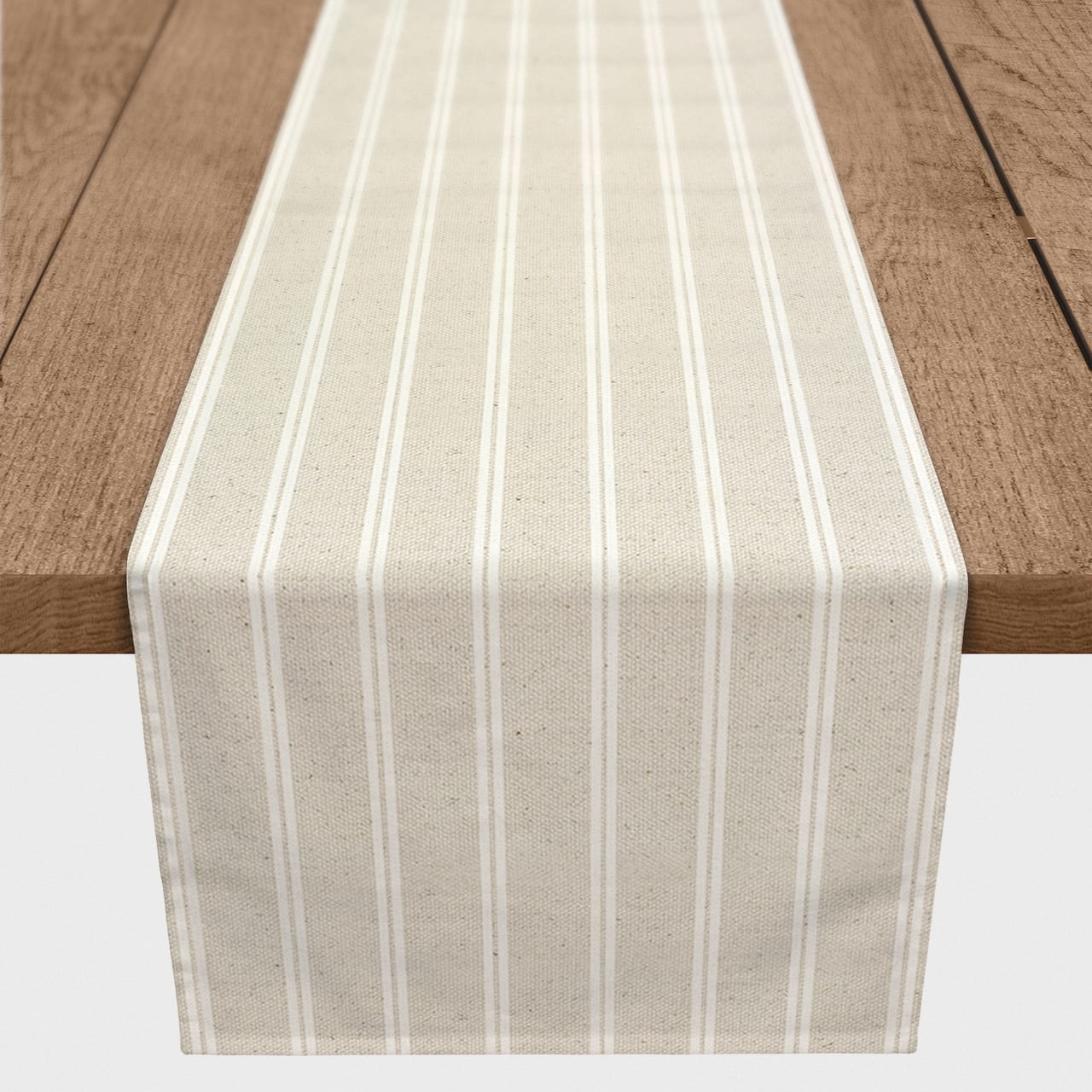 Cream & White Ticking Stripe Cotton Twill Runner